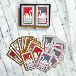 Vintage Swan blue and pink gingham Bridge cards by Congress Designer Series